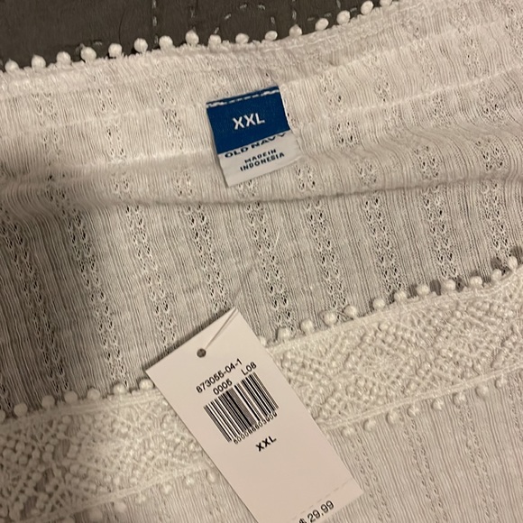 Flutter-Sleeve Crochet Lace-Trimmed Pointelle-Knit Swing Blouse for Women - Picture 3 of 4